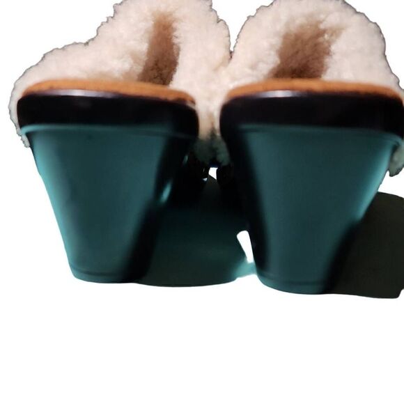 Isaac Mizrahi Women's Oak Floral Suede Shearling Lined Mule Clog Size 8.5 - Picture 5 of 10